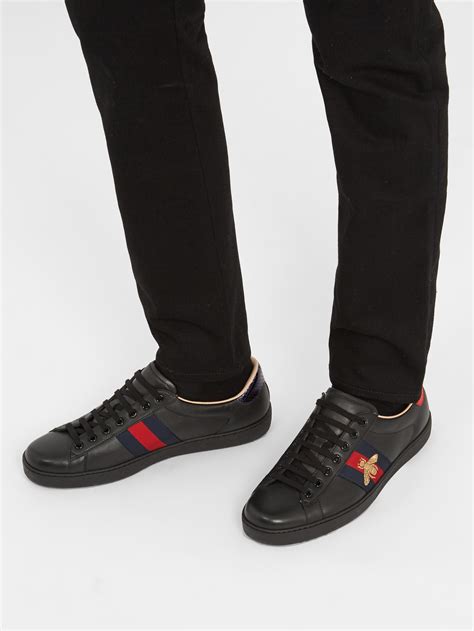 gucci ace on feet men|men's Gucci ace sneakers sale.